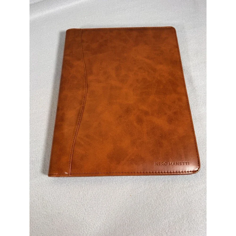 Nero Manetti - Leather Portfolio Folder - Business PU Notepad Brown